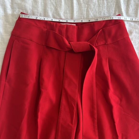 Boden Wide Leg Belted Pants Long Trouser Red Size 6 Long - Picture 6 of 9